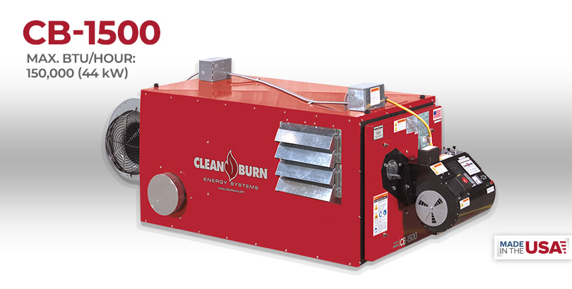 CTB-1500, Waste Oil Furnace, Used Oil Furnace, Furnace, Clean Burn, Model CB-1500, 44 kW, 150000 BTU/hr.